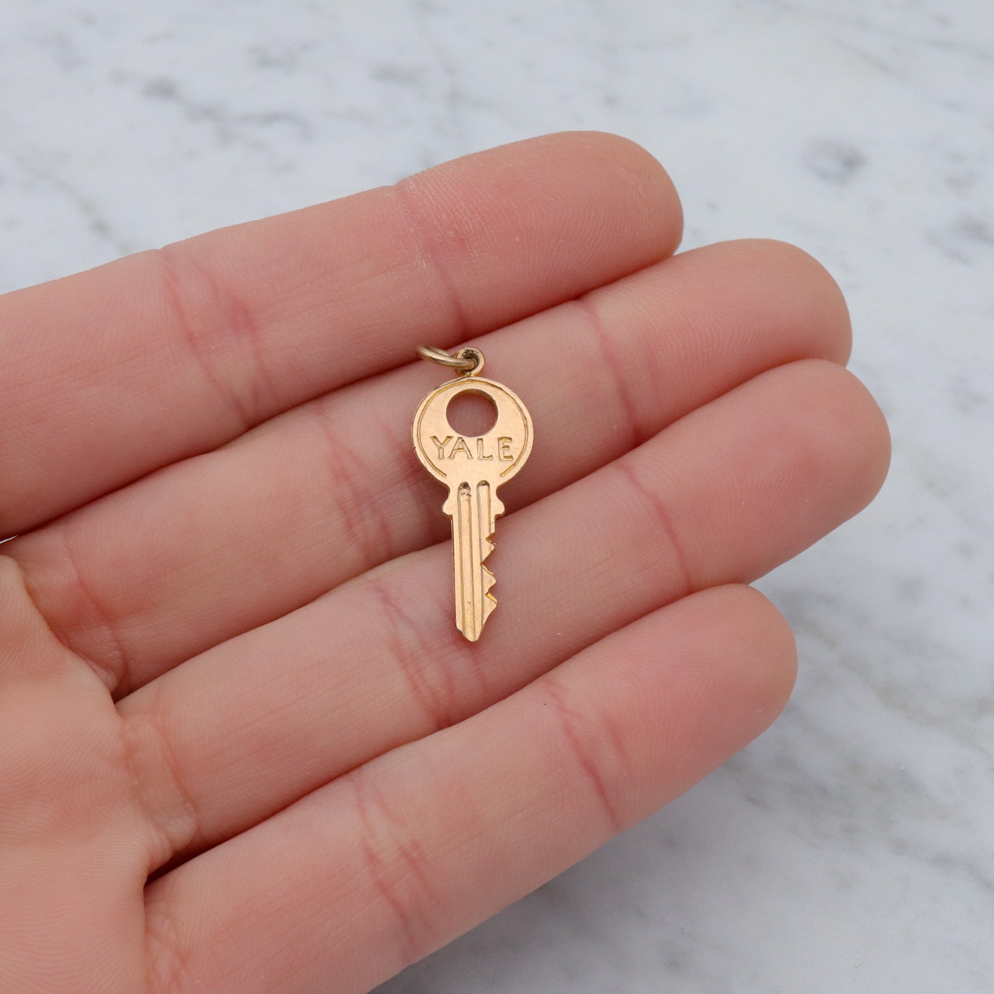 Vintage English 9k gold Yale house key charm